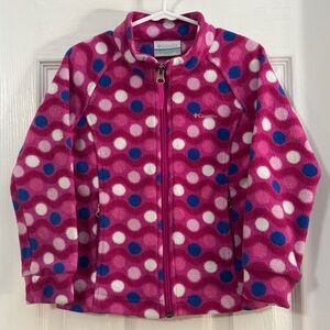 Columbia Baby Girl Pink Fleece Jacket with Multicolored Polka Dots Long Sleeve